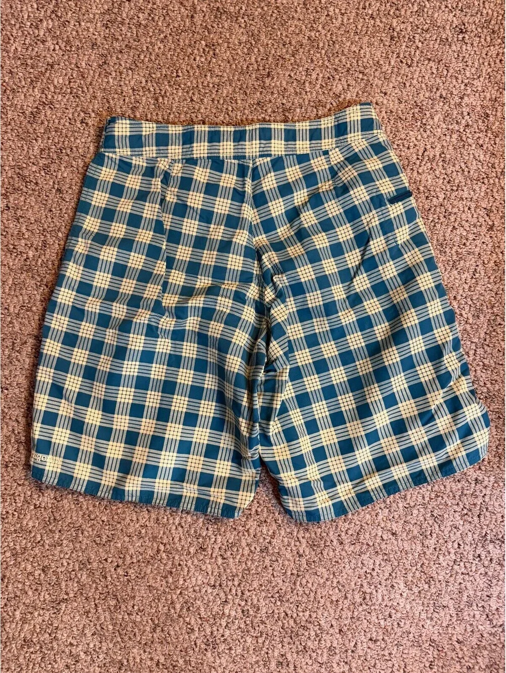 Patagonia mens plaid long board swim trunk shorts Sz 31